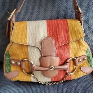 Auth GUCCI Shoulder Bag Red Orange Canvas Vintage
